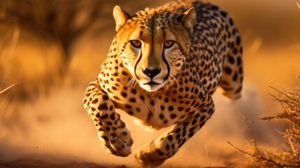 Cheetah running in the savannah