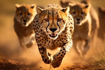 Obraz premium Running cheetah in the African savannah