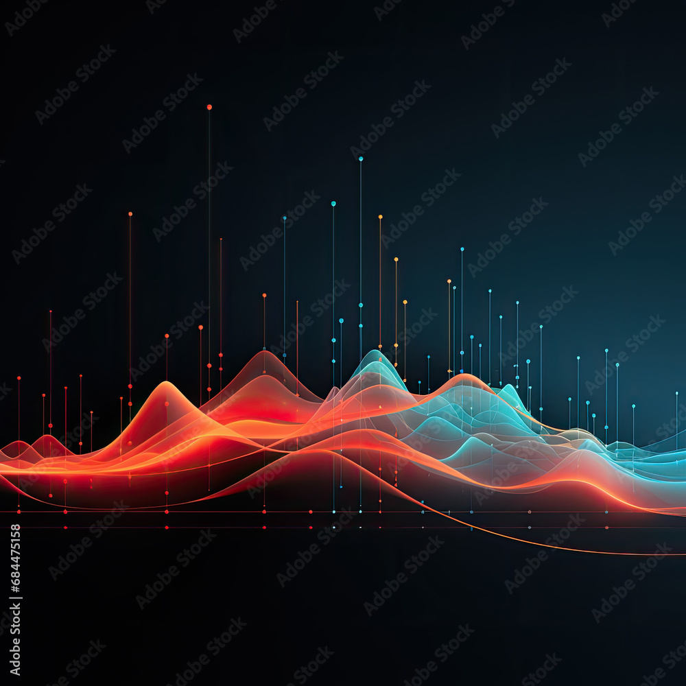 Fototapete abstract digital dot line particle data background connecting technology concept.