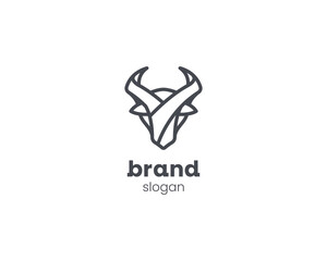 Creative line monogram bull head logo