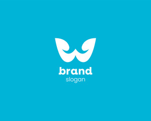 Creative simple initial letter w with leaf for waves logo