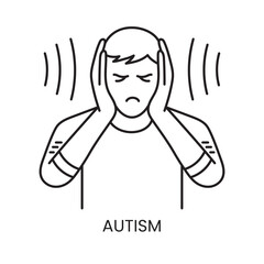 People with disabilities, autism line icon vector