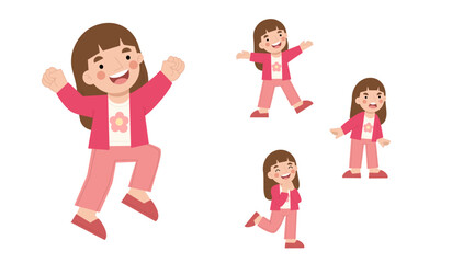 set of girl illustration vector collection
