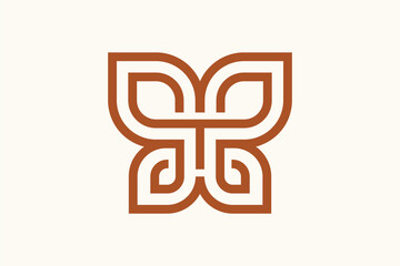 Letter T Butterfly Logo design 