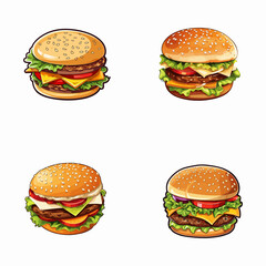 set of hamburger vector illustrations