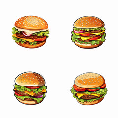 set of hamburger vector illustrations