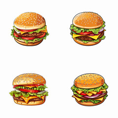 set of hamburger vector illustrations