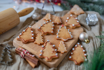 Christmas cookies on gray background