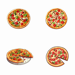 set of pizza vector illustrations