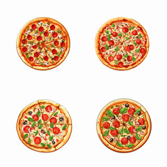 set of pizza vector illustrations