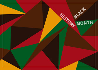 Obraz premium Black history month vector illustration. Triangle geometric pattern with black, brown, red, orange and green tones