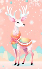 deer with a christmas tree