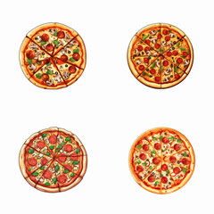 set of pizza vector illustrations