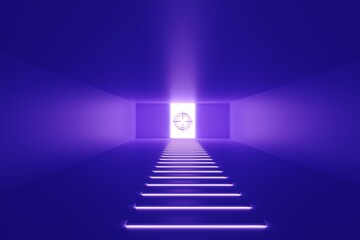 the path to the goal business neon concept self illumination background 3D illustration
