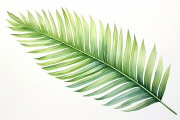 Watercolor palm leaf isolated on white background. AI generative
