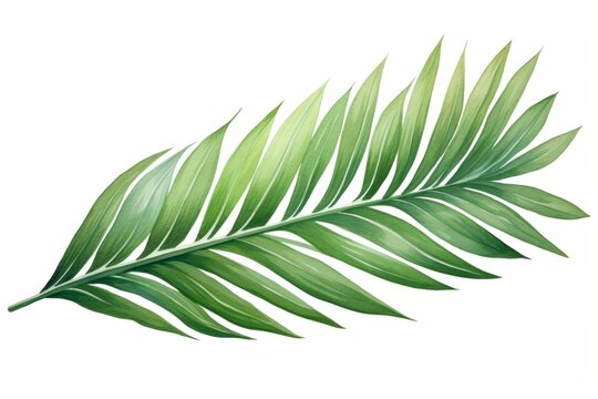 Watercolor palm leaf isolated on white background. AI generative