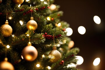 Fototapeta na wymiar Enchanted Christmas Tree beautiful, dramatic lighting