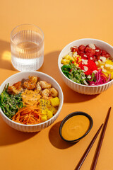 Hawaiian shrimp poke bowl with rice