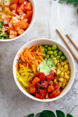 Hawaiian tuna poke bowl with rice
