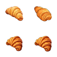 set of croissant vector illustrations