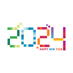 Fototapeta premium pixel 2024 happy new year text background design template vector, 