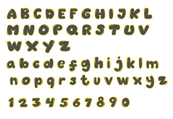 Fancy vector font. Hand drawn letters and numbers set.