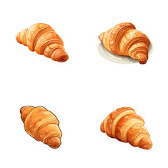 set of croissant vector illustrations