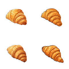 set of croissant vector illustrations