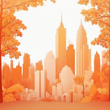 Autumn cityscape gradient design background. Ai image generative.