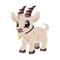 Cute goat character flat illustration