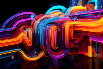 3d image of neon abstract. generative ai. - Powered by Adobe