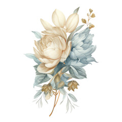 watercolor beige and light blue floral arrangement