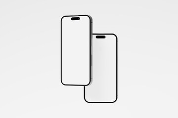 Iphone 15 and 15 Pro and 15 Pro Max White Blank 3D Rendering Mockup