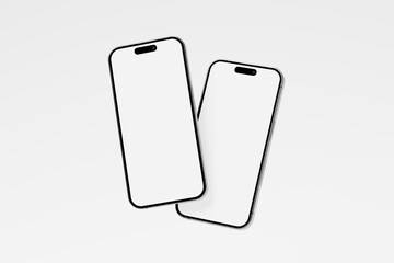 Iphone 15 and 15 Pro and 15 Pro Max White Blank 3D Rendering Mockup