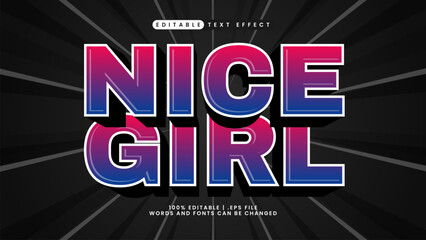 nice girl editable text effect