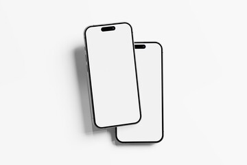Iphone 15 and 15 Pro and 15 Pro Max White Blank 3D Rendering Mockup