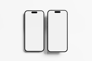 Iphone 15 and 15 Pro and 15 Pro Max White Blank 3D Rendering Mockup
