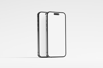 Iphone 15 and 15 Pro and 15 Pro Max White Blank 3D Rendering Mockup