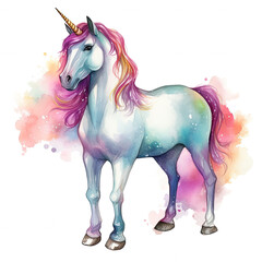 Naklejka premium Drawing cartoon unicorn Illustration, Generative Ai
