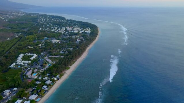 Saint-Gilles les bains beach filmed with a drone, reunion island 