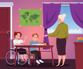 Inclusive environment for children social development, vector illustration.