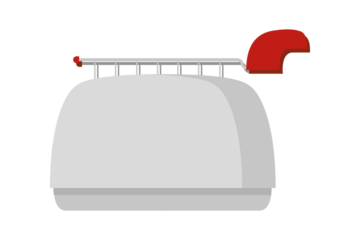Toaster flat illustration. Graphic illustration of kitchen equipment isolated. Cartoon style.