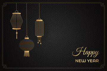 Naklejka premium Chinese New Year festival celebration, Happy New Year background decorative elements collection.