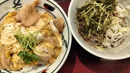 Chicken bowl and soba, Japanese food