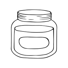Outline doodle vector illustration of sprayer bottle. Line art hand drawn cream jar