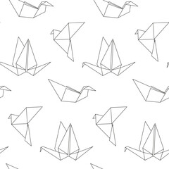 Origami line art vector seamless pattern background. Modern hobby.