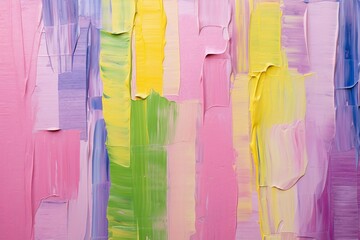 カラフルな抽象背景油絵バナー）ピンク・黄色・黄緑・紫のラフな縦縞
