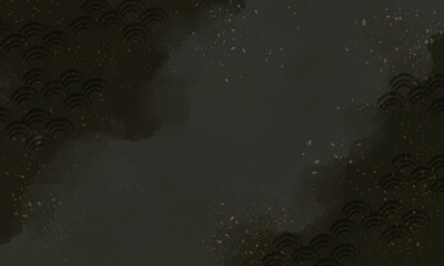 ブラックの金箔を散らした水彩タッチの和風背景素材