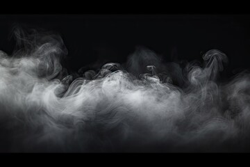 Ethereal elegance. Captivating display of delicate white smoke waves on dark background creating and elegant atmosphere perfect for adding touch of magic to design projects