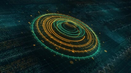 Futuristic HUD Design: Dark Cyberspace Background with Digital Circles, Motion, and Tech Elements - Powered by Adobe